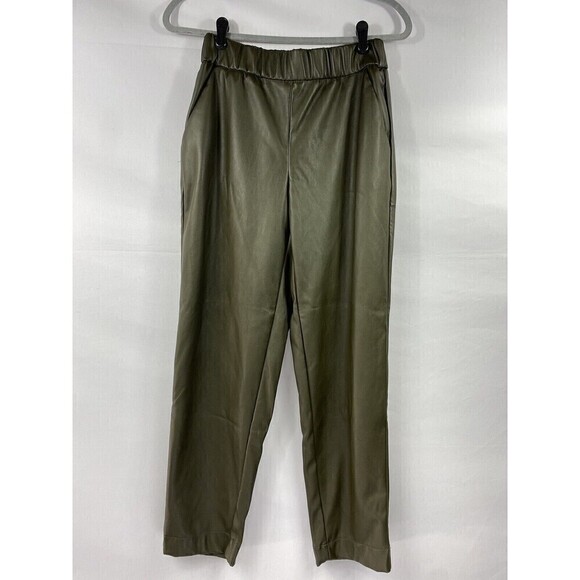 A New Day Target Faux Leather Pants Olive Green XS Pockets Elastic Waist Pull On - Picture 13 of 13